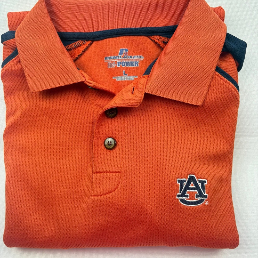 Russell Athletic Auburn Tigers Polo Shirt NCAA‎ Orange Athletic Fit Mens L